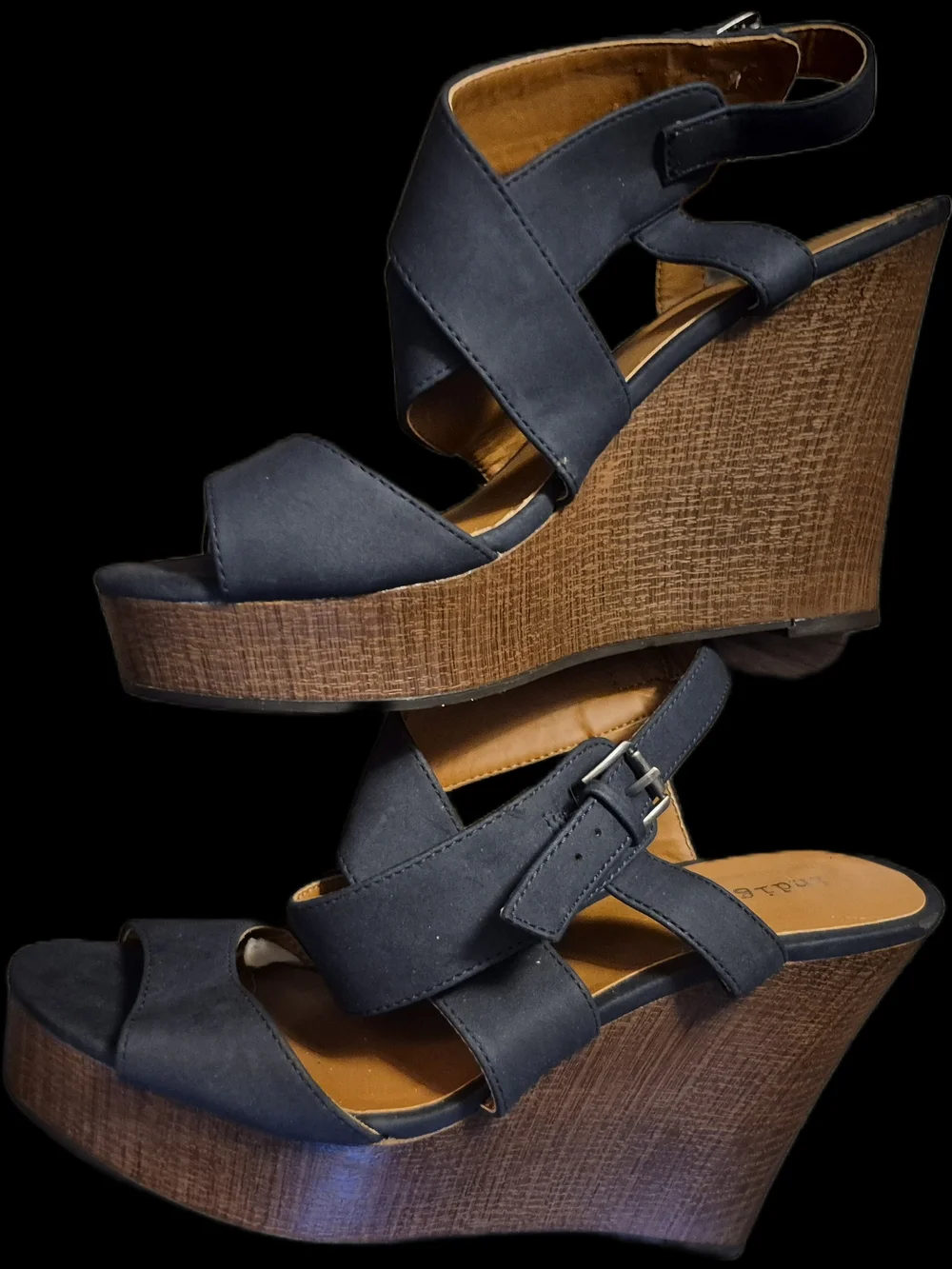 Indigo Wedge Sandals - Leather Platform Heels